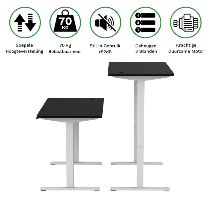 Zit-sta bureau compact 118x60 Wit / Intens zwart