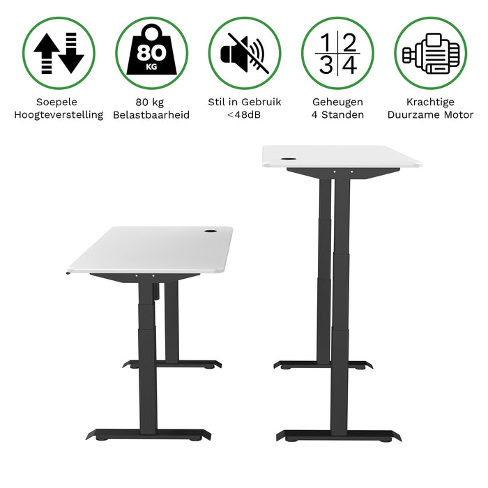 Zit-sta bureau 140x70 Zwart / Puur wit