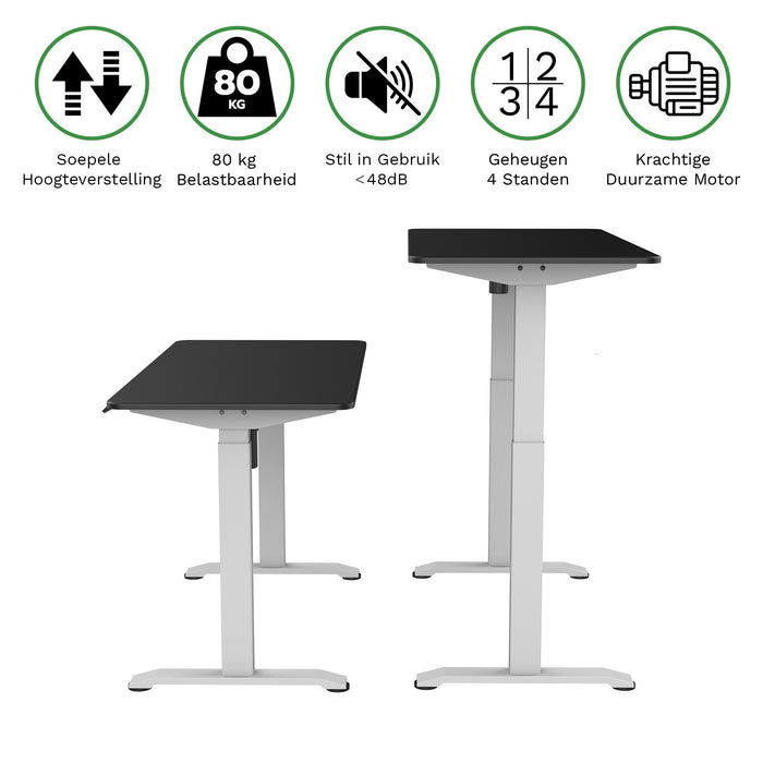 Zit-sta bureau 118x60 Wit / Intens zwart