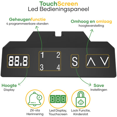 Elektrisch hoekbureau onderstel zwart - 61-126 cm
