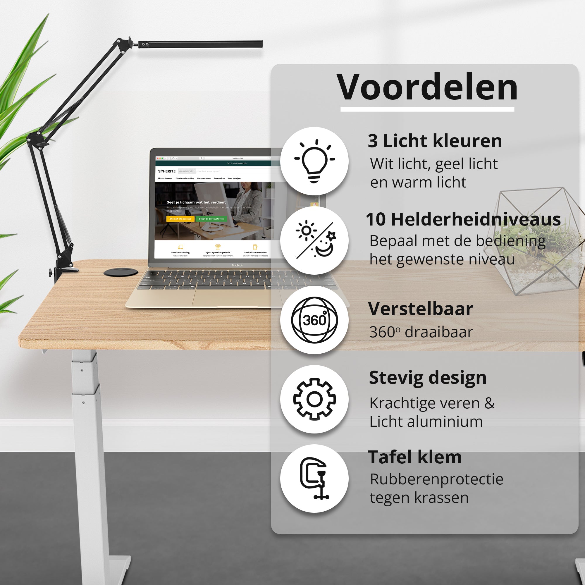 Bureaulamp LED met klem